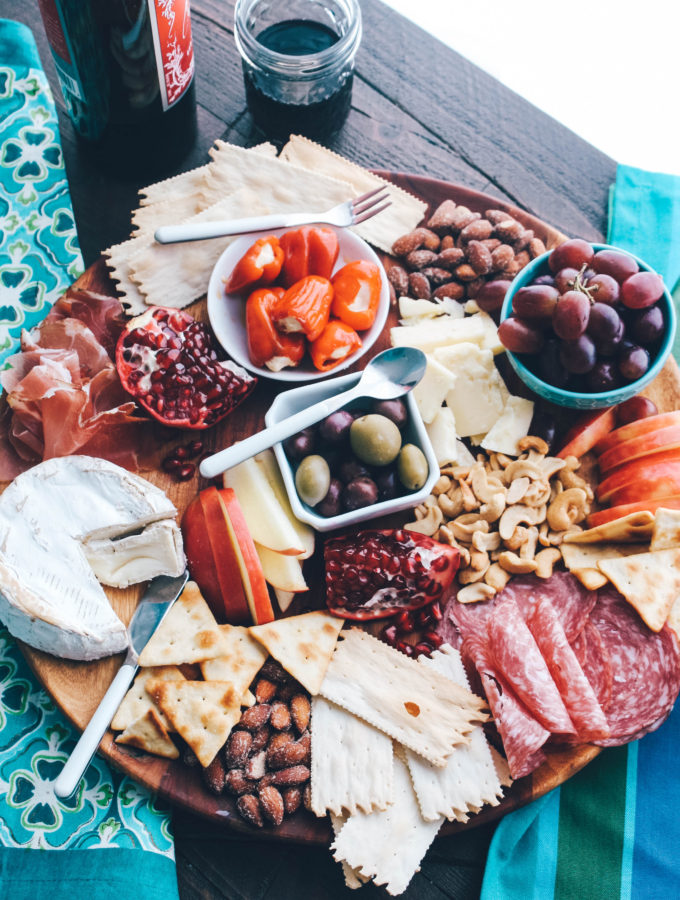 Overhead view show you How to Make a Fabulous Charcuterie Board