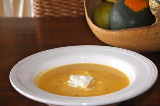 Creamy curried butternut squash and cauliflower soup