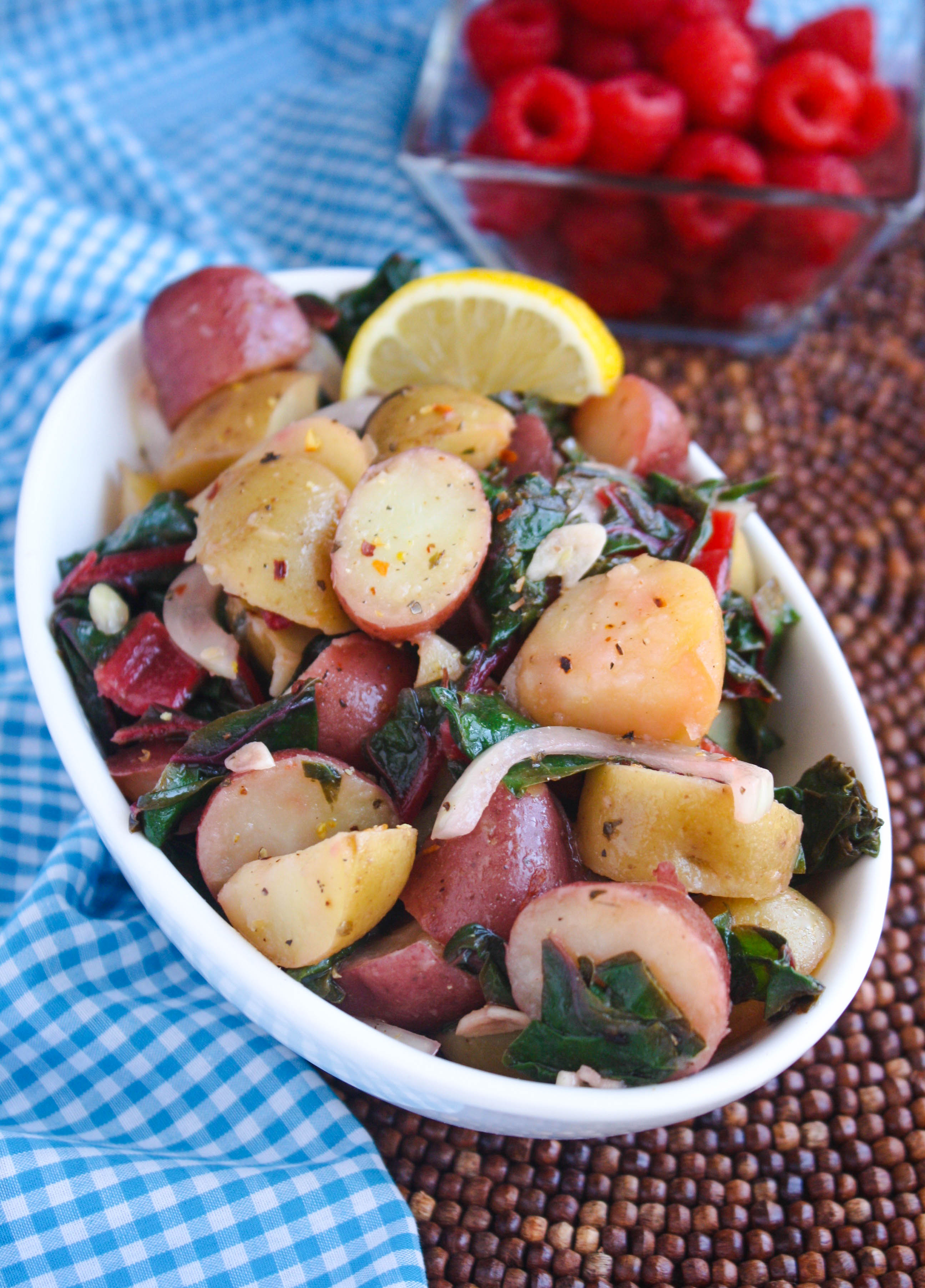 Italian Potato Salad with Swiss Chard is a fab side dish for the summer season. You'll love this twist this potato salad takes -- it's delicious!