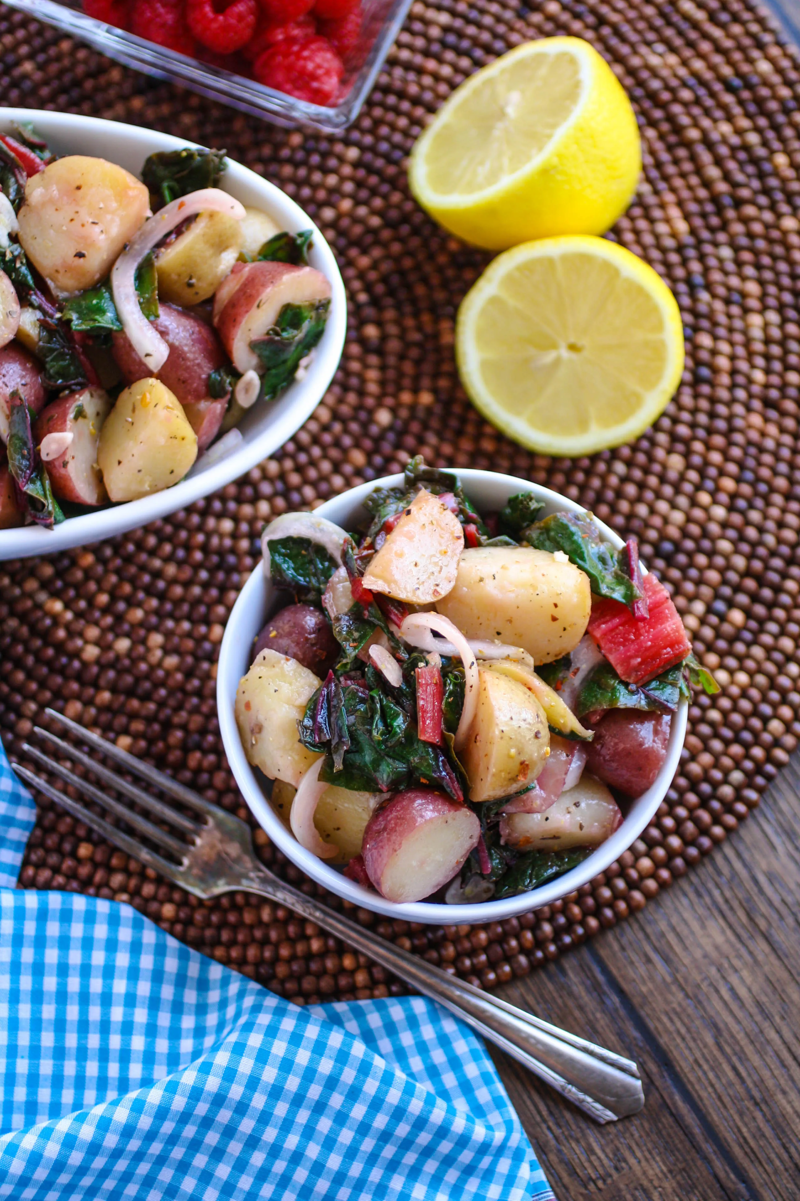 Italian Potato Salad with Swiss Chard is a side dish you'll want to dig into! This is perfect for any get together!