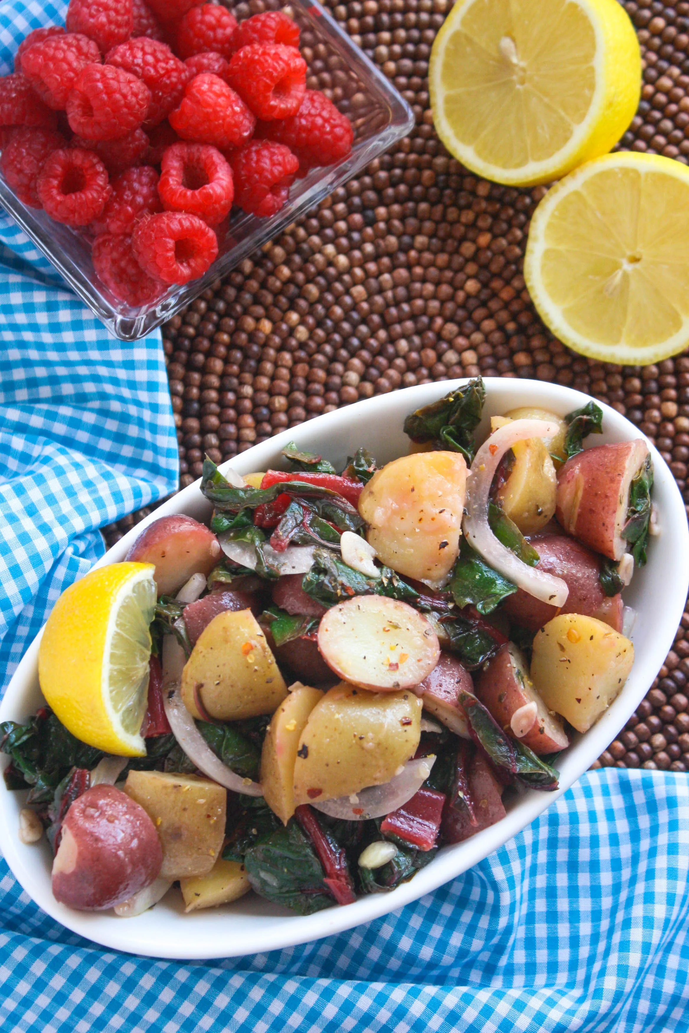 Italian Potato Salad with Swiss Chard is a flavorful side dish you'll want to make all summer. It's healthy take and fresh taste is amazing!