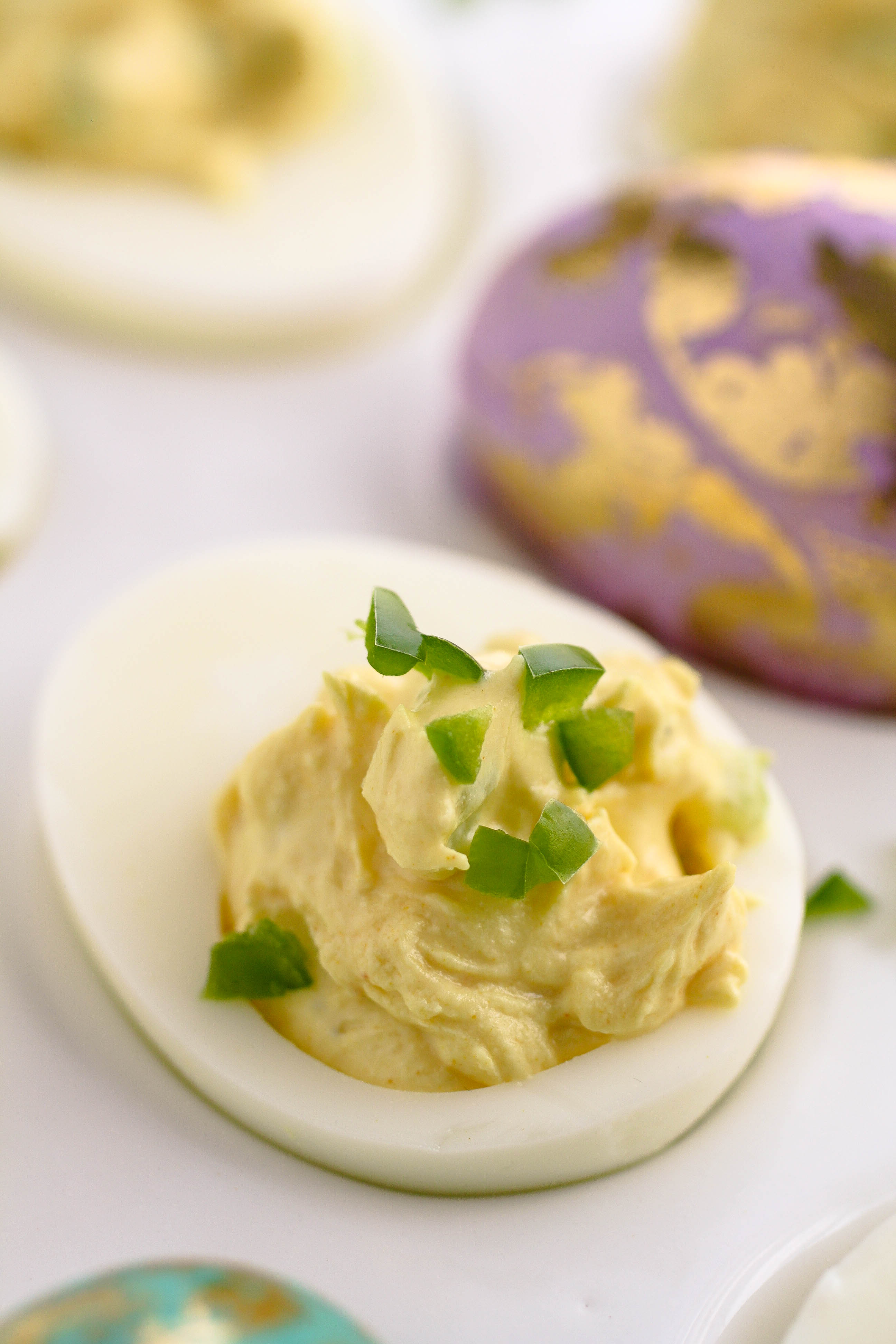 Jalapeño Deviled Eggs are such a treat! Perfect for any gathering!