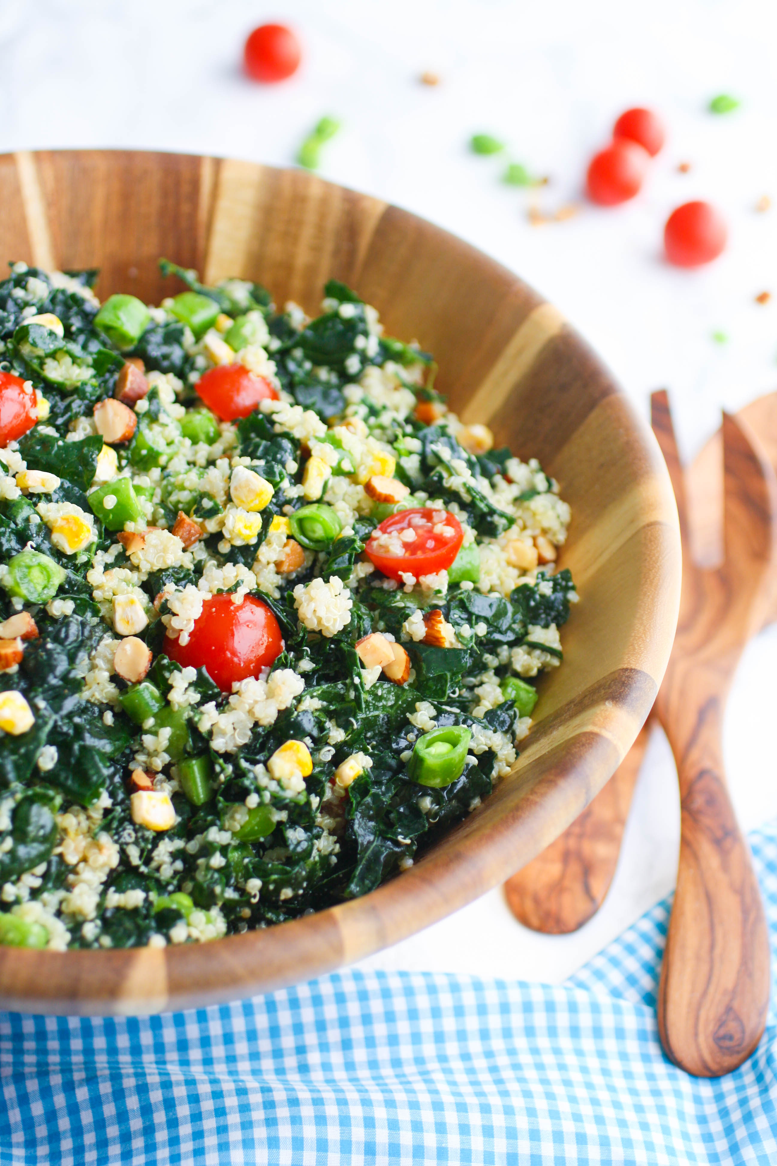 Kale and Quinoa Salad with Honey-Dijon Dressing is a great part of a light meal. You'll love how easy it is to make Kale and Quinoa Salad with Honey-Dijon Dressing.
