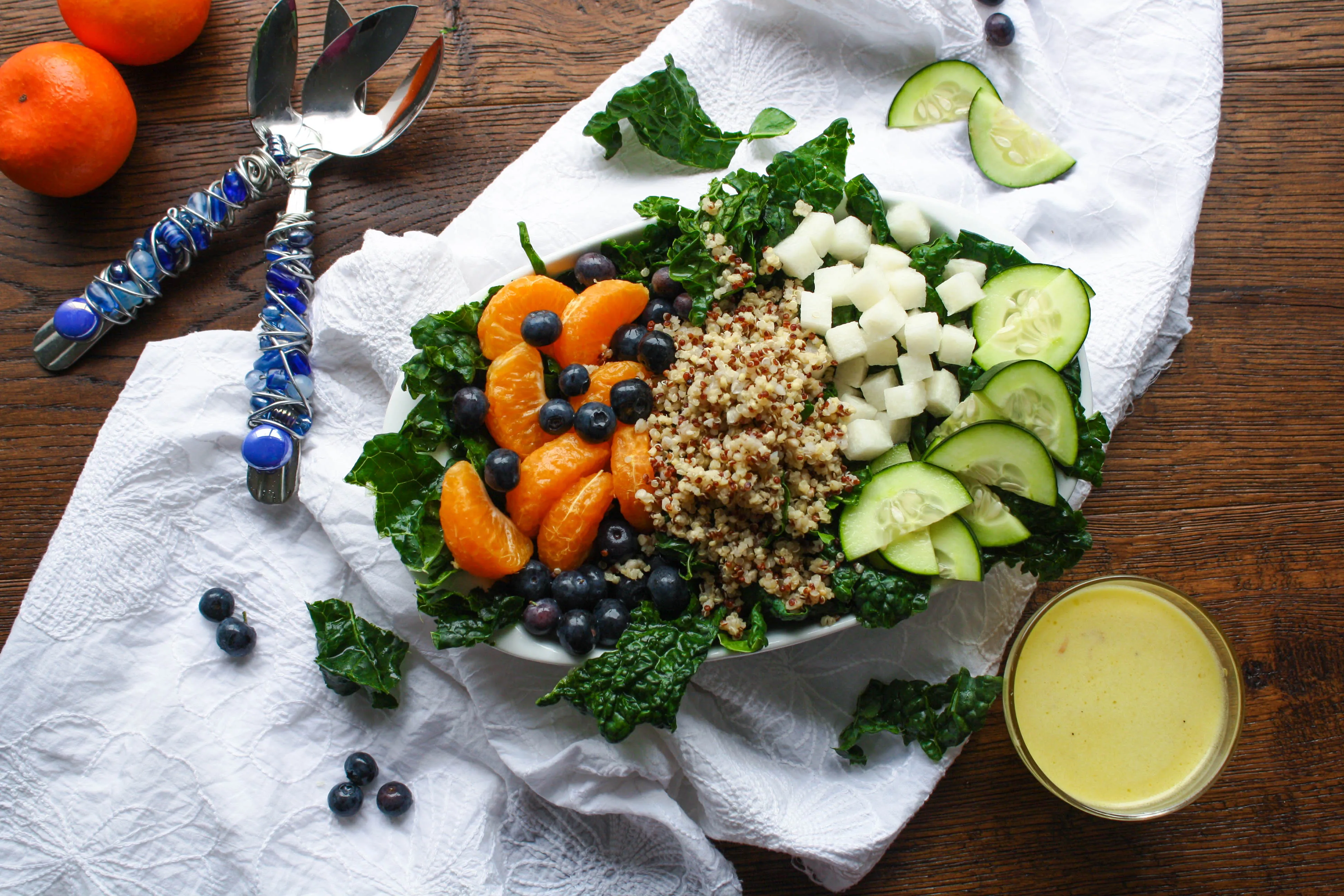 Kale-Quinoa Salad with Orange Vinaigrette is a fabulous salad! It's filled with good-for-you ingredients!