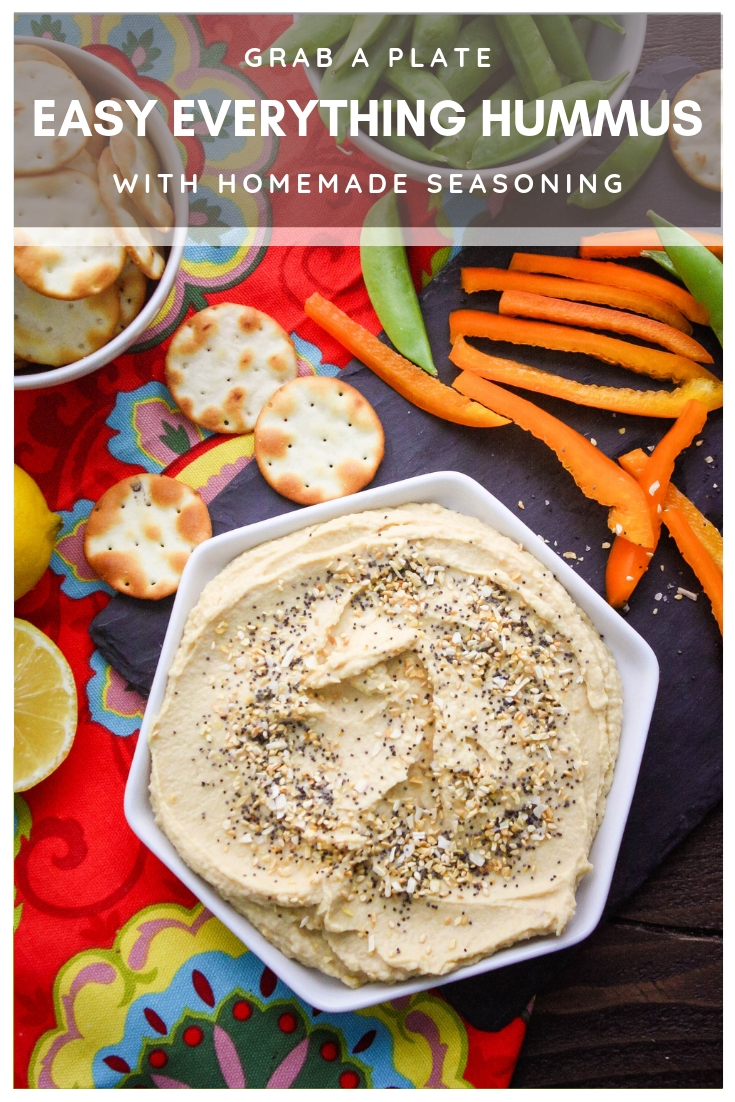 Easy Everything Hummus with Homemade Seasoning is a fabulous and flavorful snack that's easy to make! Easy Everything Hummus with Homemade Seasoning is a tasty appetizer you'll love!