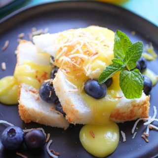 Lemon Curd Layered with Angel Food Cake and Berries is a bright and cheerful dessert for any day!