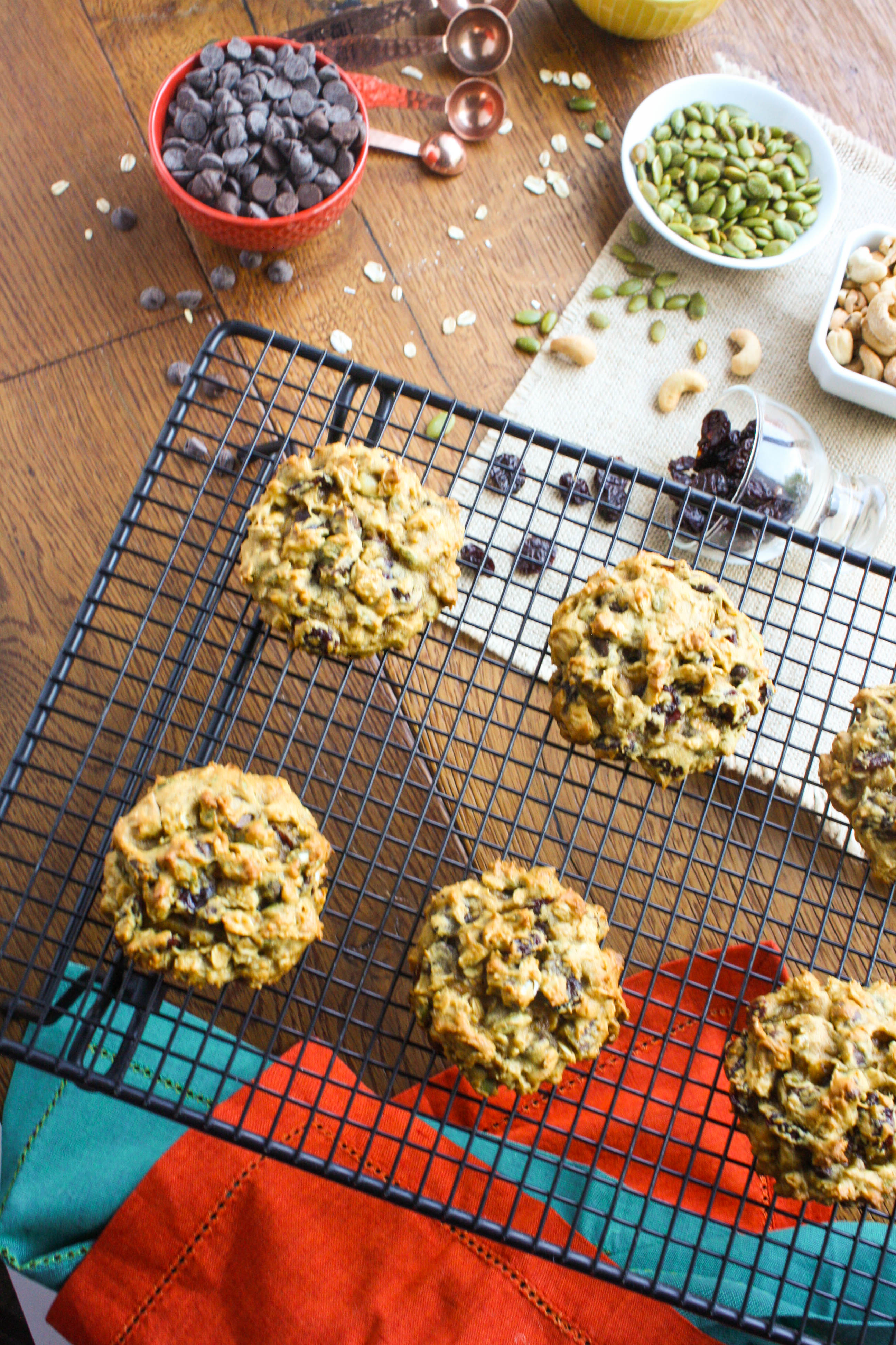 Loaded Pumpkin Harvest Cookies are perfect cookies for the season! They're so thick and chewy and include fab pumpkin flavor.