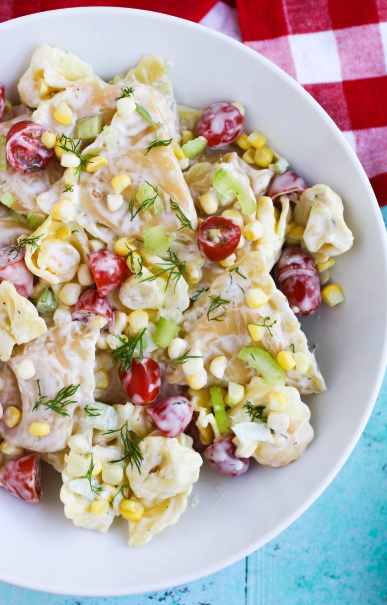 Lobster Ravioli Pasta Salad with Creamy Lemon Dressing