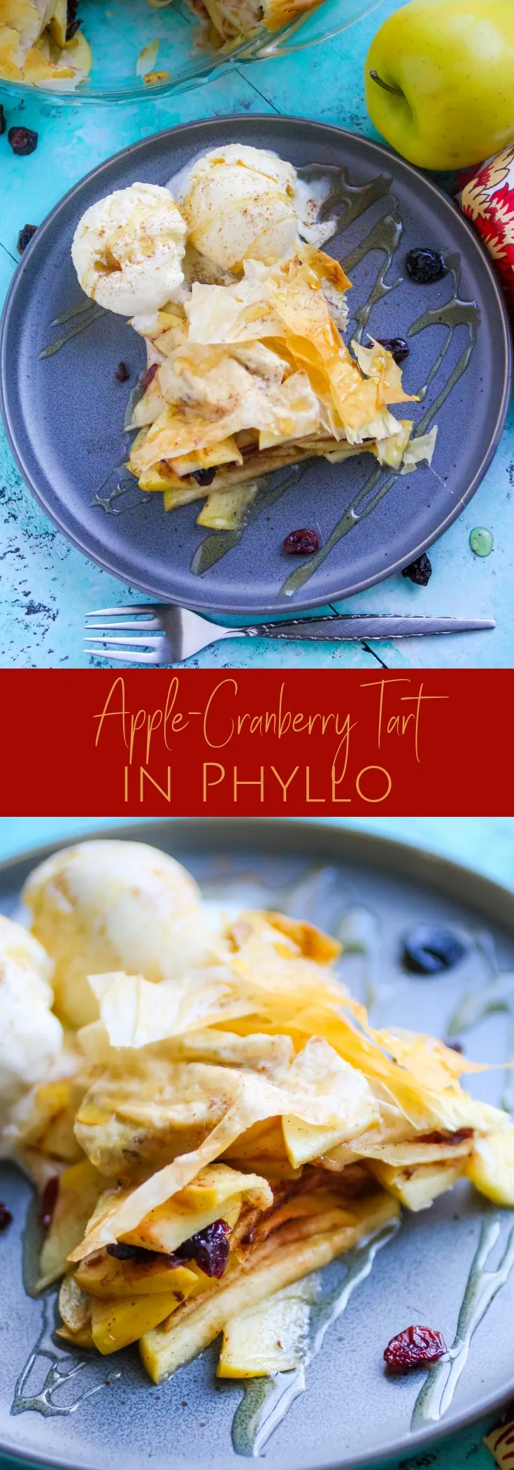 Apple-Cranberry Tart in Phyllo is a treat everyone will enjoy! Apple-Cranberry Tart in Phyllo is flaky and delicious!