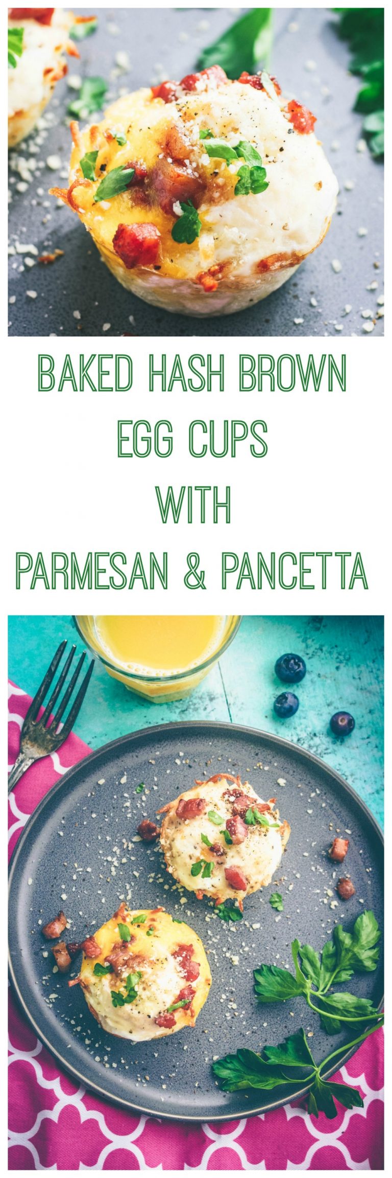 Baked Hash Brown Egg Cups with Parmesan and Pancetta