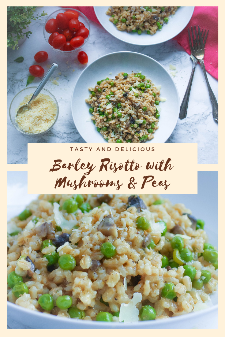 Barley Risotto with Mushrooms and Peas is so tasty! You'll enjoy Barley Risotto with Mushrooms and Peas any night.