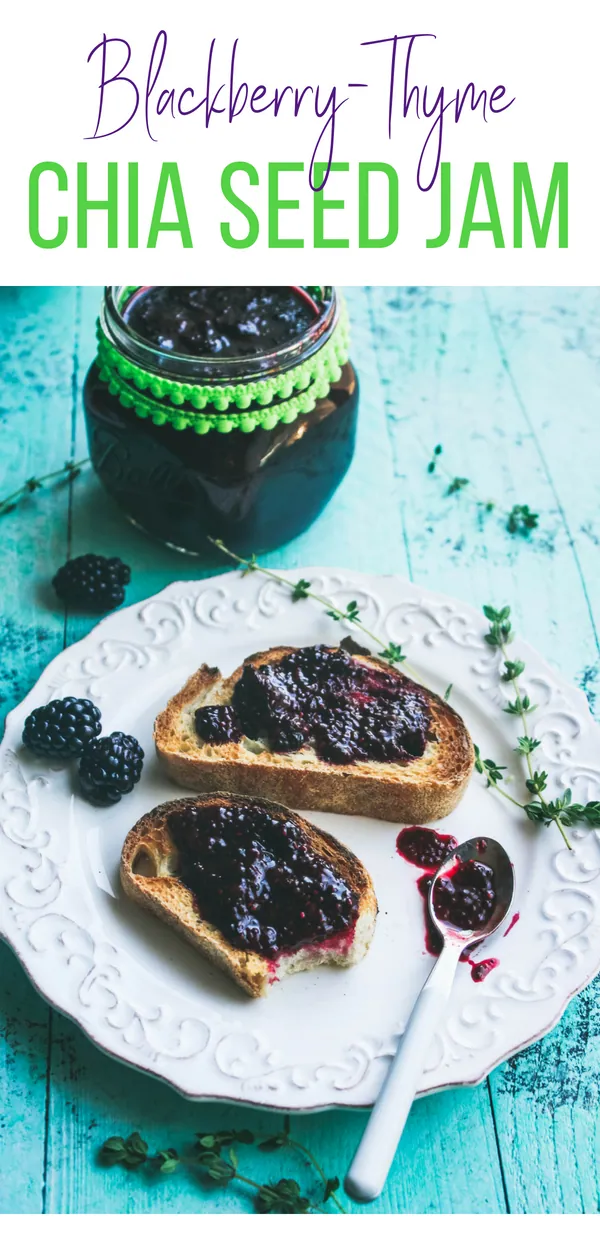 Blackberry-thyme chia seed jam is a wonderfully fruity treat in the morning. Blackberry-thyme chia seed jam is so easy to make and enjoy anytime!