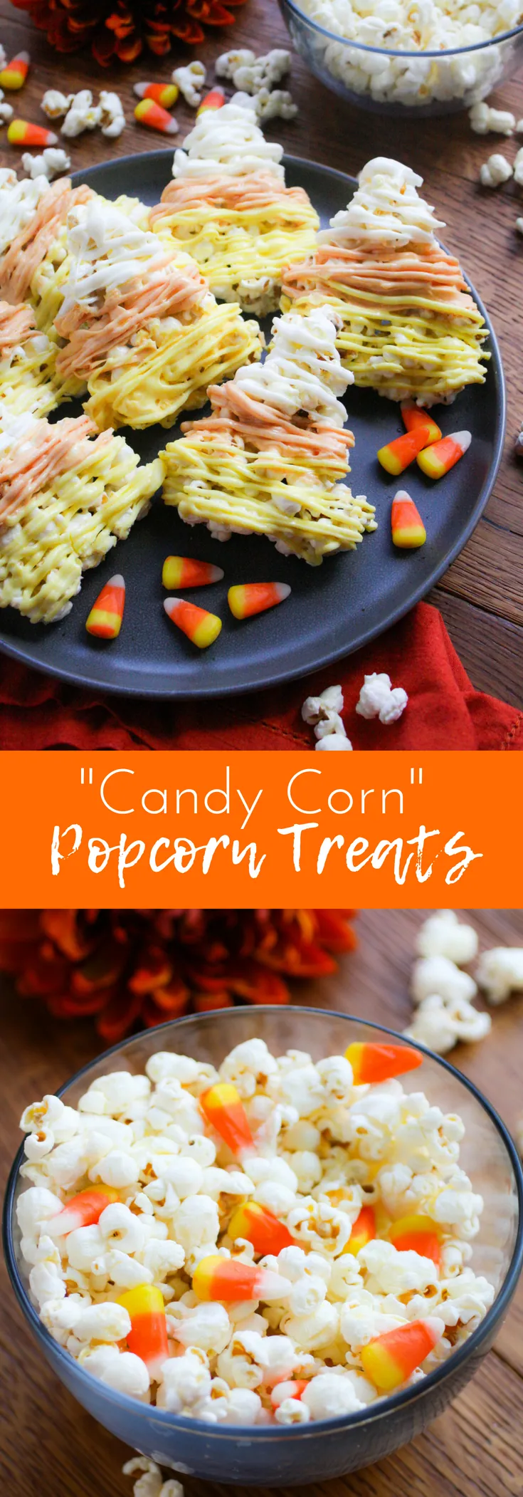 Candy Corn-Shaped Popcorn Balls are a festive Halloween treat you'll love! Serve these Candy Corn-Shaped Popcorn Balls for Halloween fun!