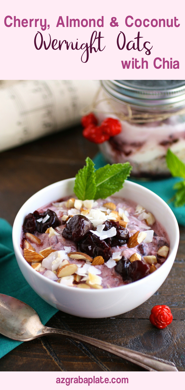 Cherry, Almond & Coconut Overnight Oats with Chia is a great meal to start the day! Cherry, Almond & Coconut Overnight Oats with Chia is a perfectly prepped meal in the morning.