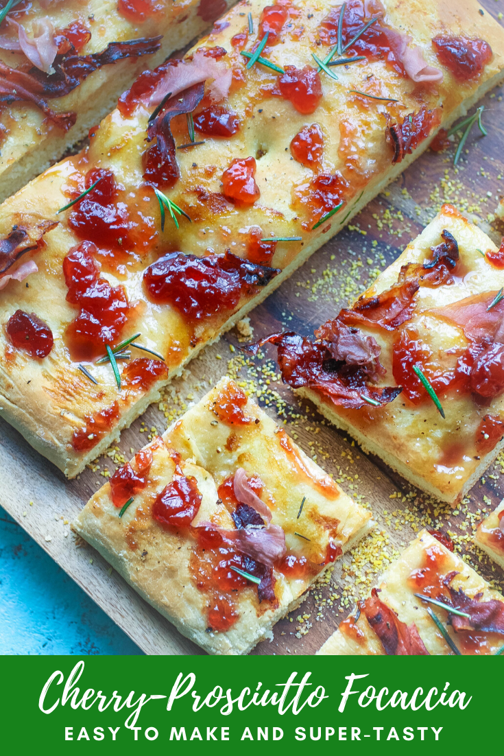 When will you enjoy Cherry-Prosciutto Focaccia? Cherry-Prosciutto Focaccia is perfect as an afternoon snack or as dinner!