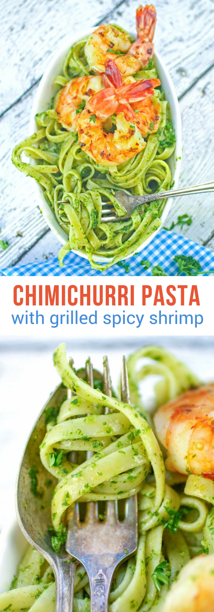 Chimichurri Pasta with Grilled Spicy Shrimp is easy to make and so flavorful. Chimichurri Pasta with Grilled Spicy Shrimp is the perfect dish to help welcome spring, and to serve during Lent, too.