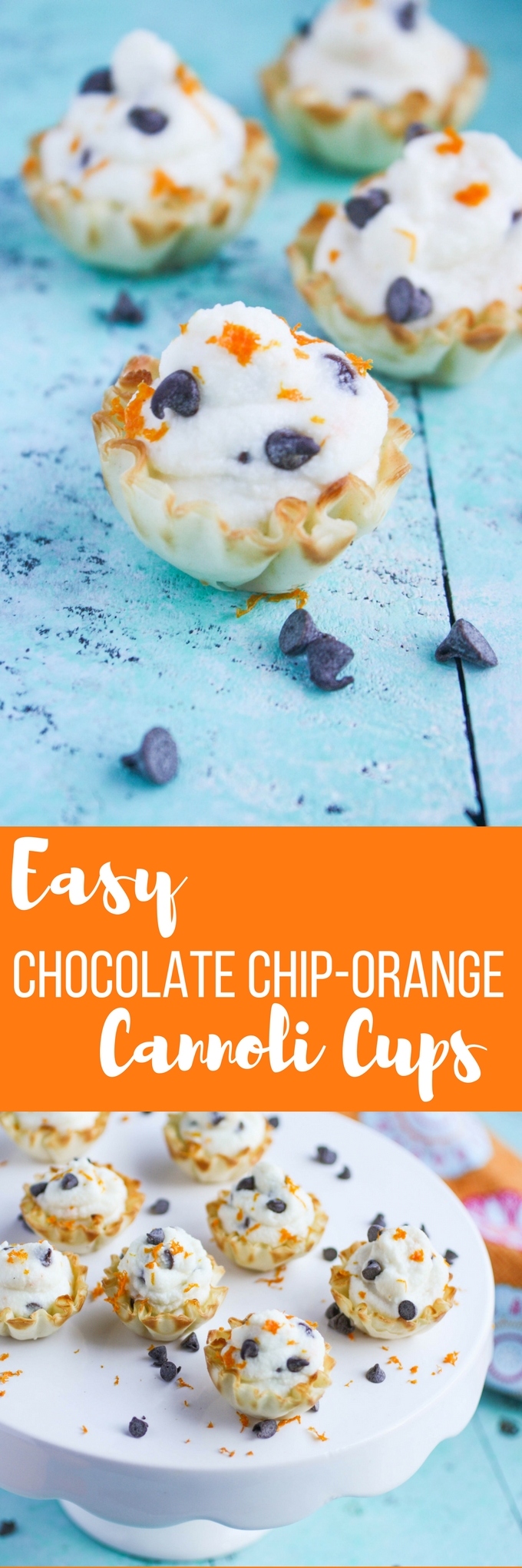 Easy Chocolate Chip-Orange Cannoli Cups are a tasty treat for any celebration! You'll love how easy these cannoli cups are to make!