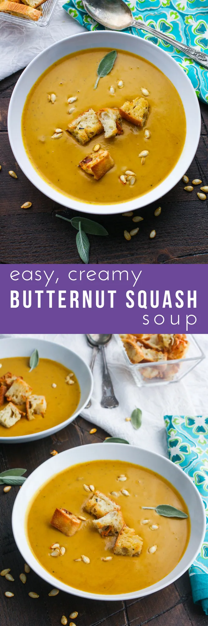 Easy, Creamy Butternut Squash Soup is a lovely soup for the season. You'll love the colors and flavors of this soup!