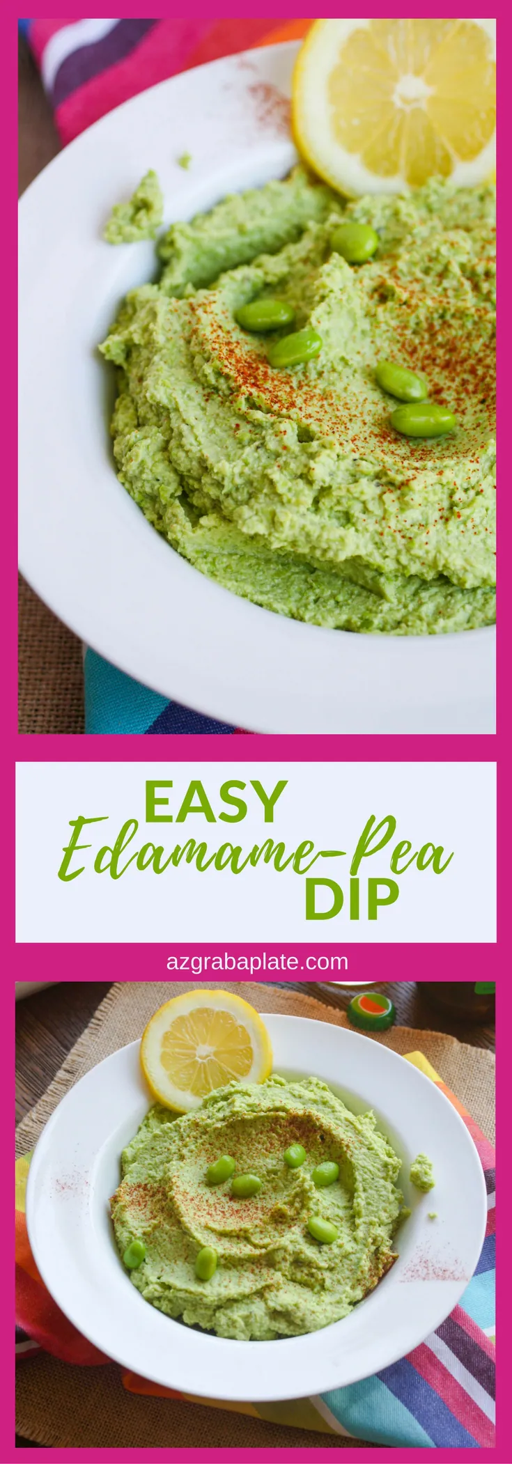 Easy Edamame-Pea Dip is fabulous for summer fun! Take it to a picnic, a party, or pack it in your lunch bag to enjoy anytime!
