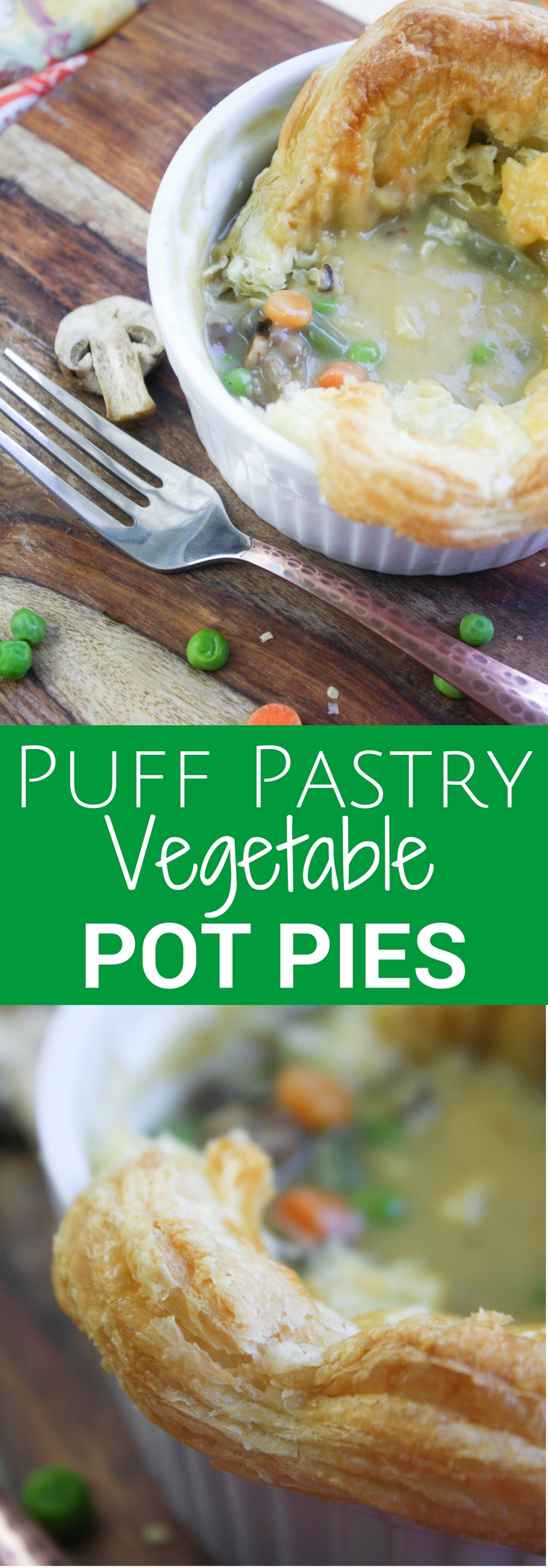 Easy Puffy Pastry Vegetable Pot Pies are a wonderful dish when you're looking for a comfort meal. You'll enjoy not only that these puff pastry vegetarian pot pies are easy to make, but delicious, too!