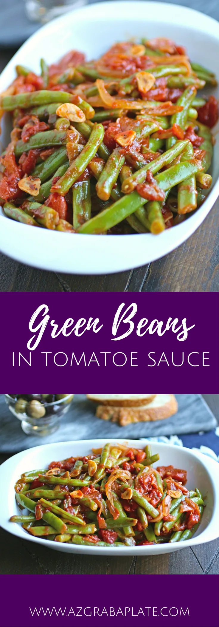 Green Beans in Tomato Sauce is a simple, straightforward, and delicious side dish. You'll love the fresh flavors and colors combined in this veggie dish.