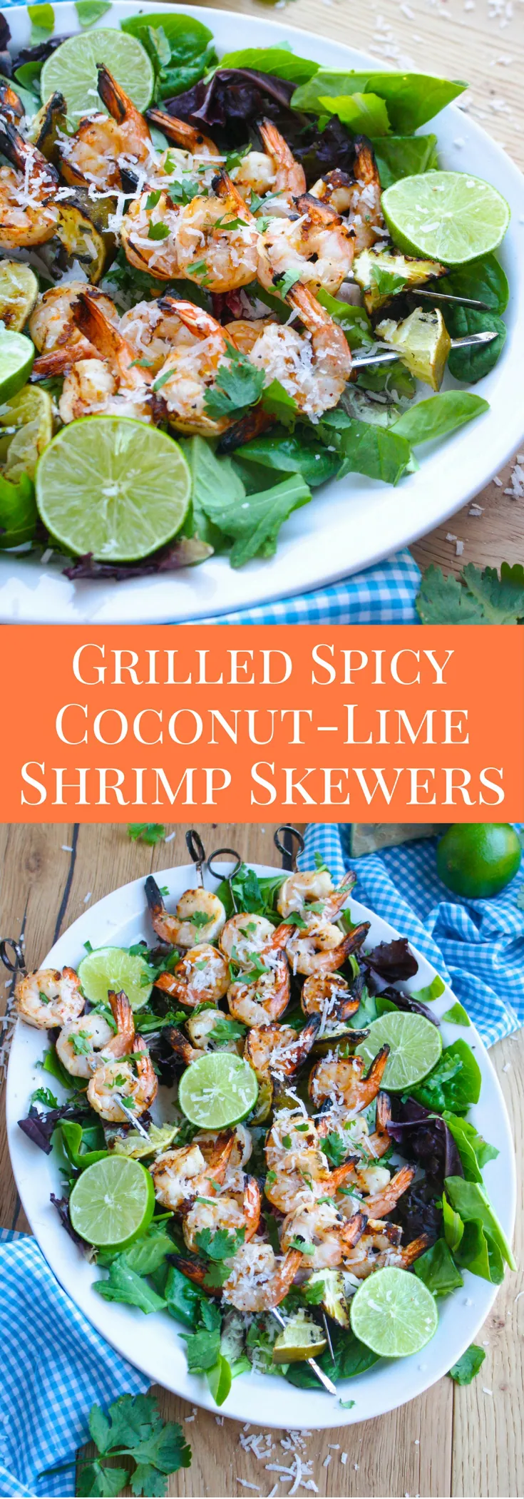 Grilled Spicy Coconut-Lime Shrimp Skewers are one of summer grilling season's stars! Big flavor and little fuss make this dish a winner!
