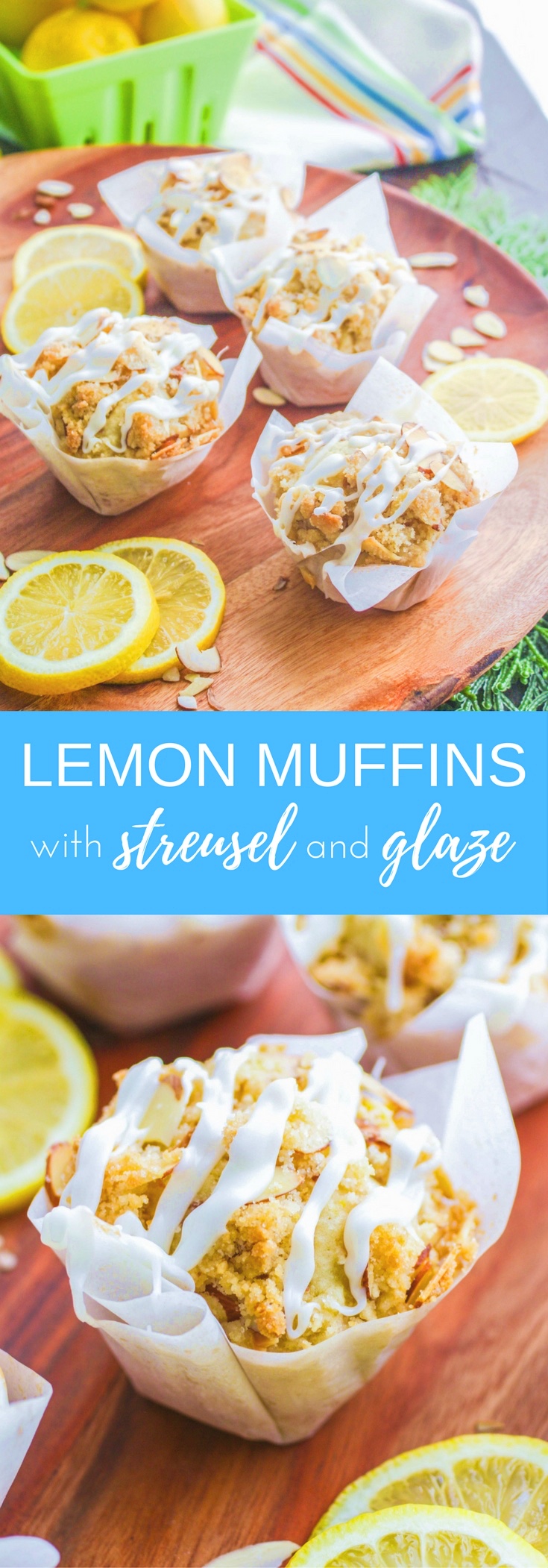 Lemon Muffins with Almond Streusel and Glaze are a lovey start to your day. Lemon muffins are bright and delicious!