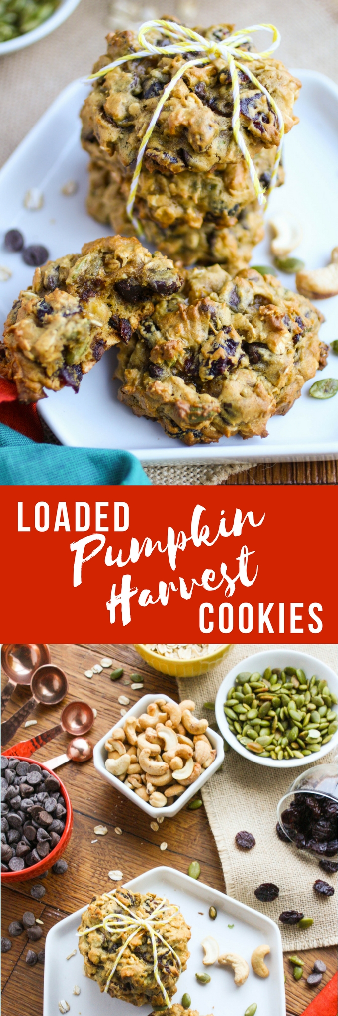 Loaded Pumpkin Harvest Cookies are the perfect fall treats! You'll love that these cookies are chewy and thick and filled with fall flavors!