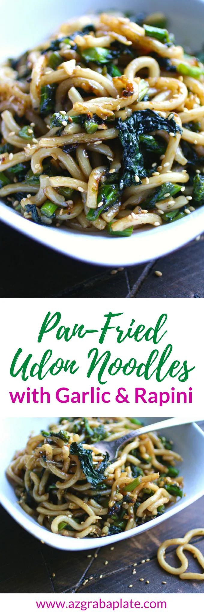Pan-Fried Udon Noodles with Garlic and Rapini is an amazingly delicious and simple dish you'll love. It's so easy to make this noodle dish!