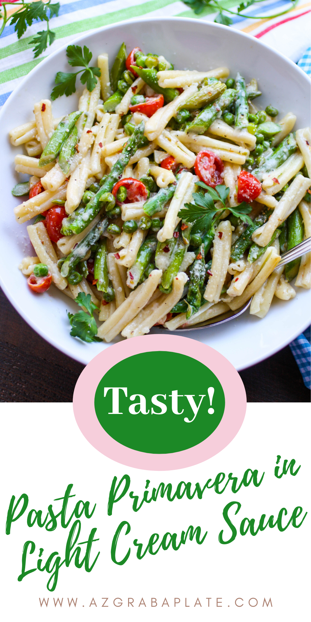 Pasta Primavera in Light Cream Sauce is perfect for the warmer months, and so flavorful!