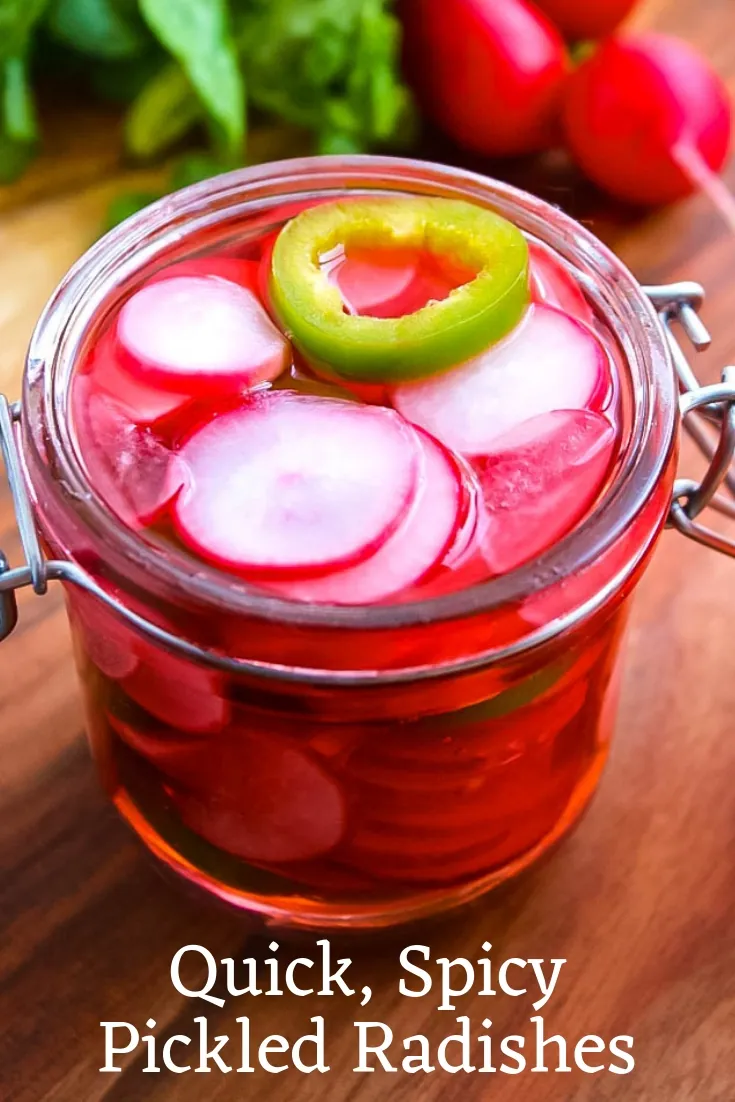 Quick, Spicy Pickled Radishes are a tasty addition to many meals! These Quick, Spicy Pickled Radishes are easy to make, too!