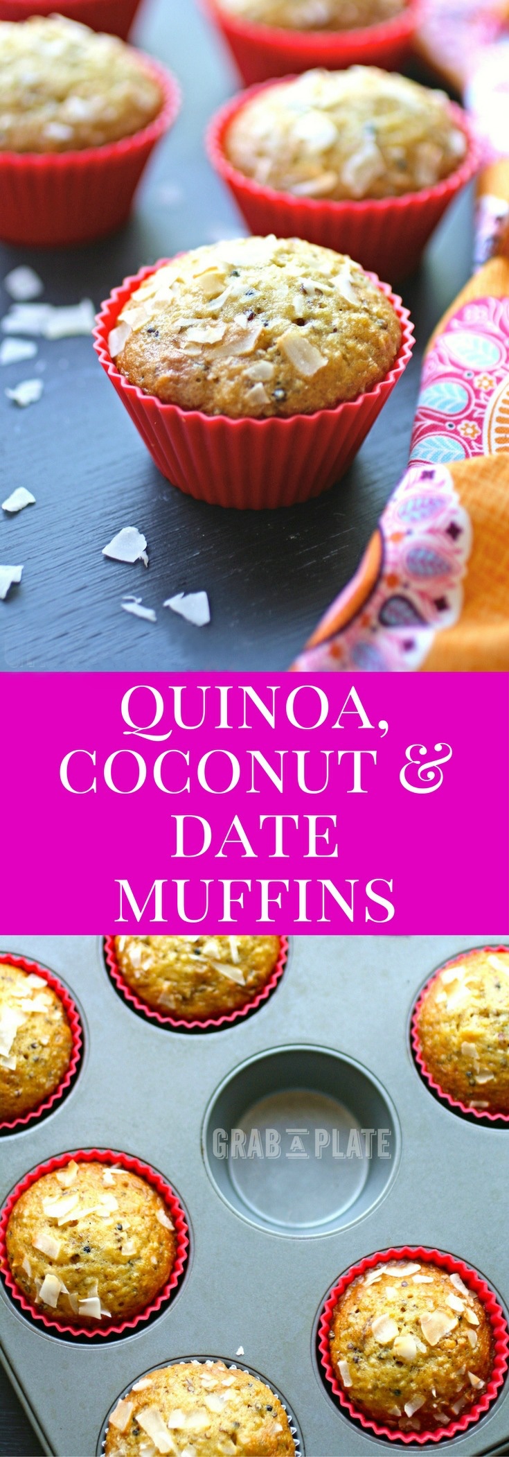 Quinoa, Coconut & Date Muffins are a tasty treat! Great for breakfast, or as a snack!