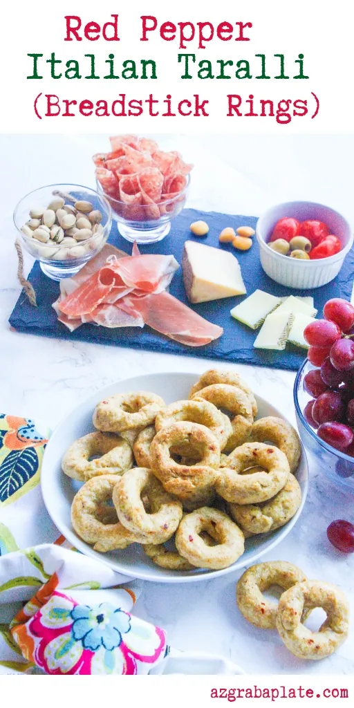 Red Pepper Italian Taralli (Breadstick Rings) are a fabulous snack! Serve Red Pepper Italian Taralli (Breadstick Rings) with a cheese platter, or on their own as a savory snack!