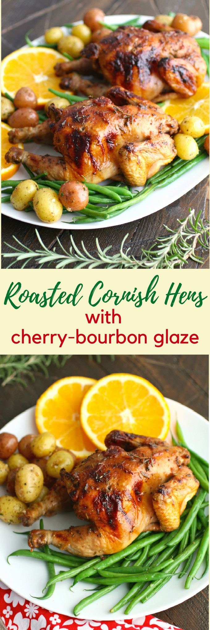 Roasted Cornish Hens with Cherry-Bourbon Glaze make an amazing holiday meal! Cornish hens are perfect for the holidays!