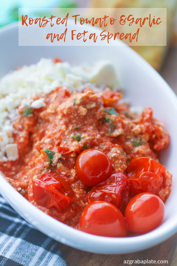 Roasted Tomato & Garlic and Feta Spread makes an ideal (and delicious) appetizer! Roasted Tomato & Garlic and Feta Spread is an easy appetizer to get on your table!