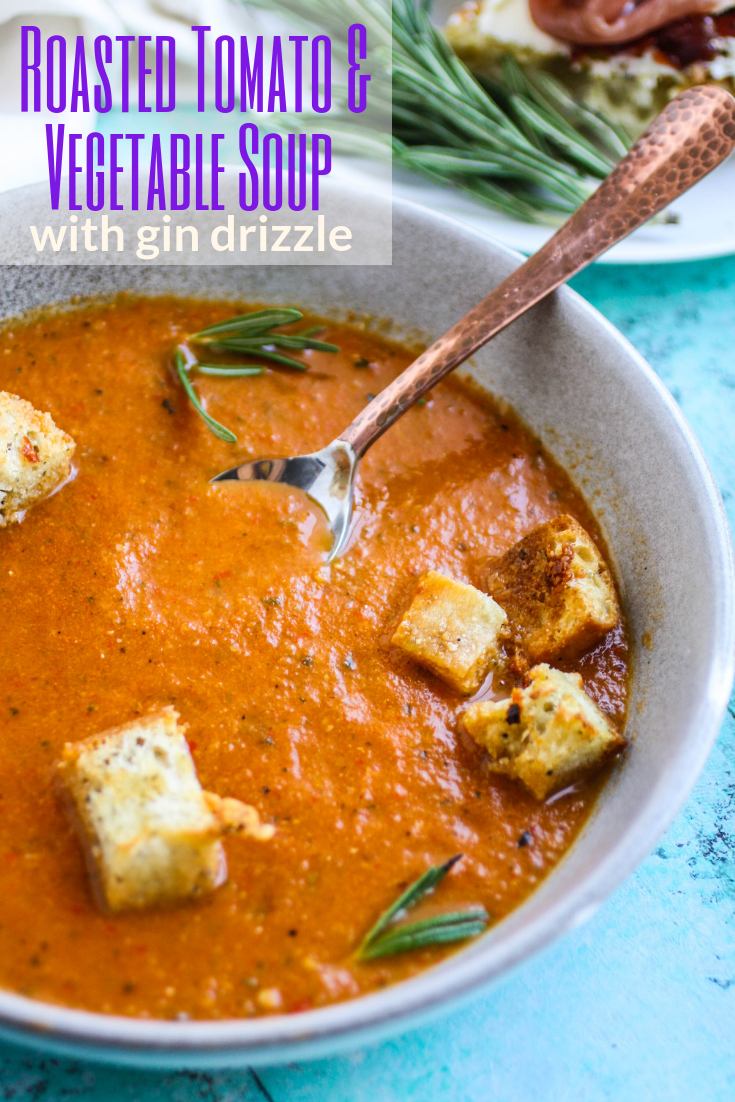 Roasted tomato and vegetable soup with gin drizzle is ideal for the summer season. Use your summer veggies to make Roasted tomato and vegetable soup with gin drizzle. 