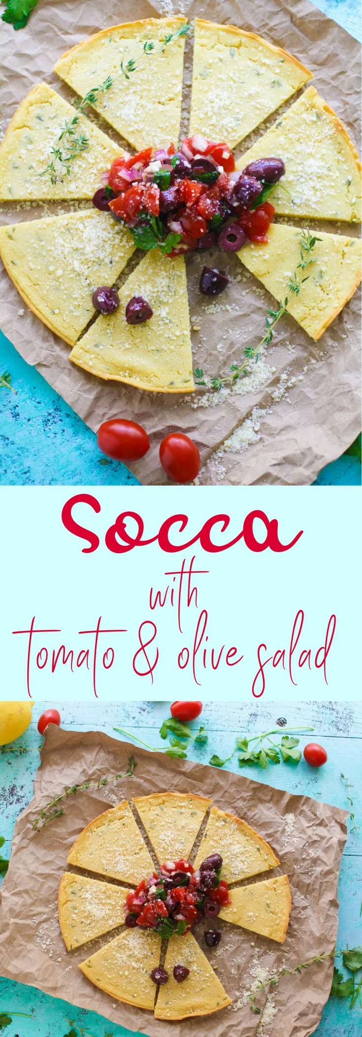 Socca (Chickpea Flour) Flatbread with Tomato and Olive Salad should be your next savory snack! You'll adore this gluten-free Socca (Chickpea Flour) Flatbread with Tomato and Olive Salad!