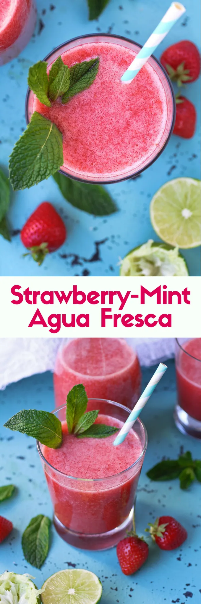 Strawberry-Mint Agua Fresca is filled with fresh fruit. You'll love this refreshing drink.