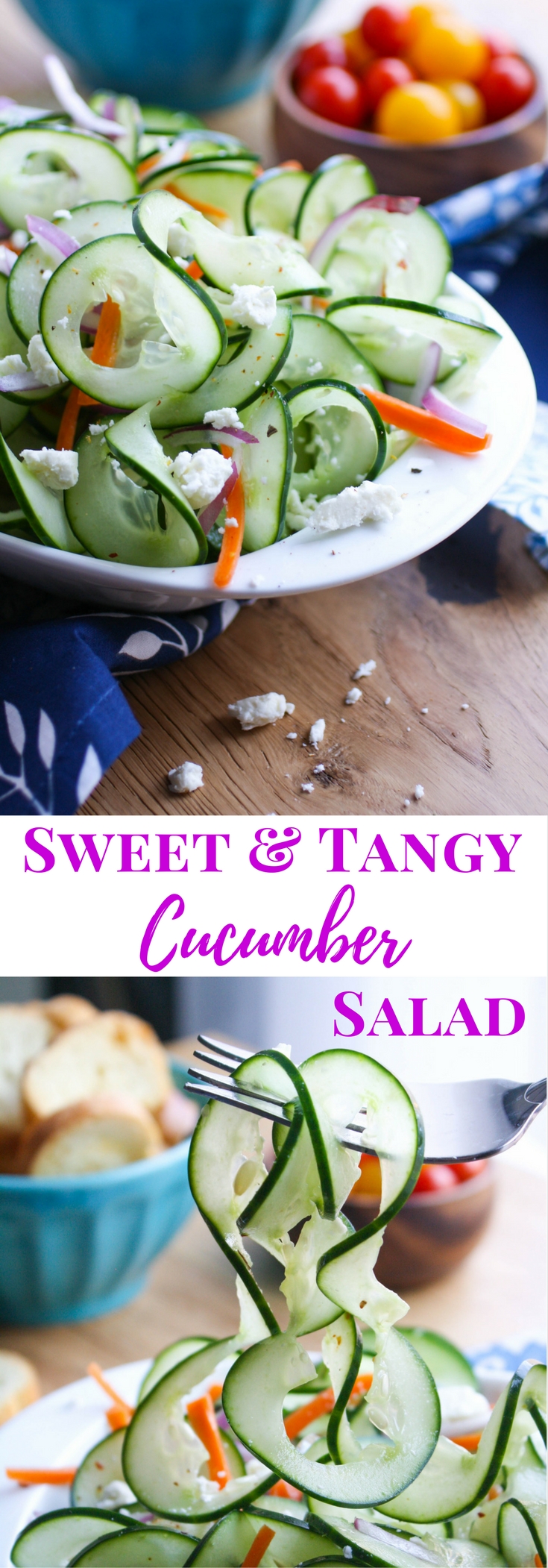 Sweet and Tangy Cucumber Ribbon Salad is a delightful salad that's great anytime. You'll love the flavor from the cucumbers and the simple dressing.