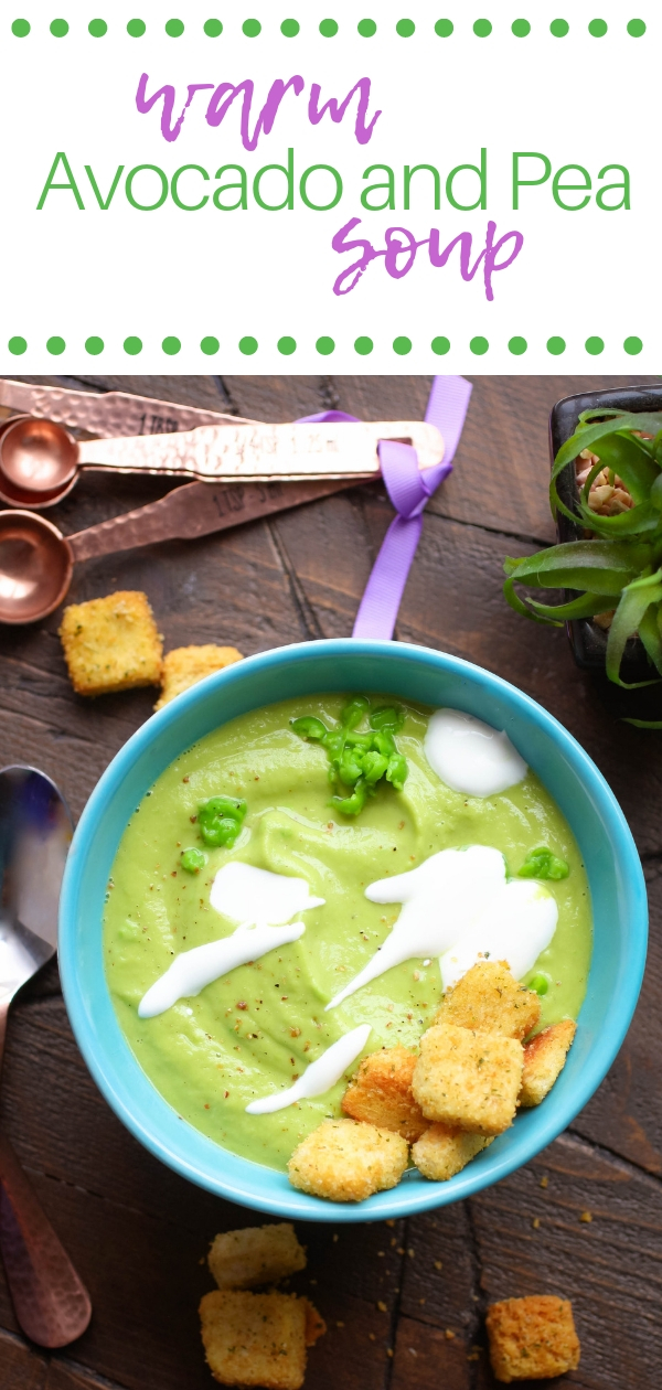 Warm Avocado and Pea Soup is a delightful dish to serve this spring! Warm Avocado and Pea Soup makes a nice vegetarian and lighter addition to your next meal.