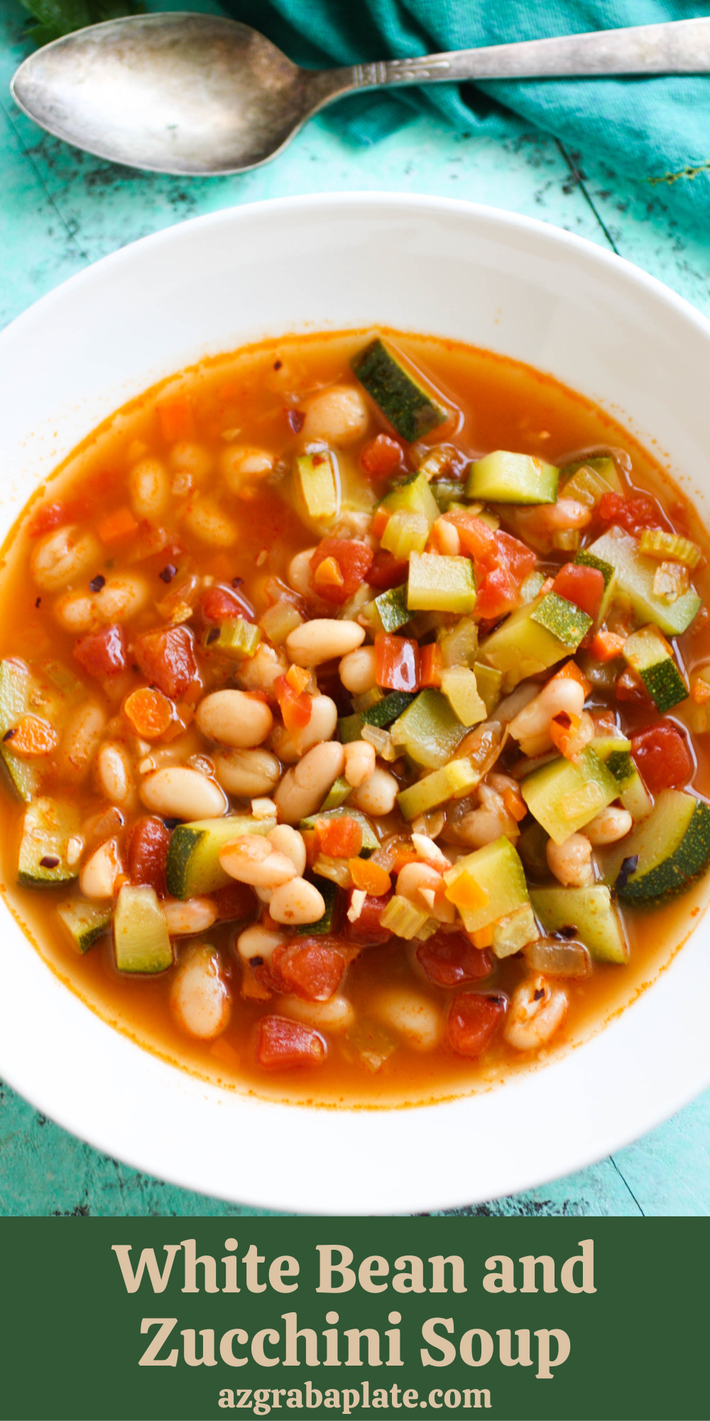 A big bowl of White Bean and Zucchini Soup
