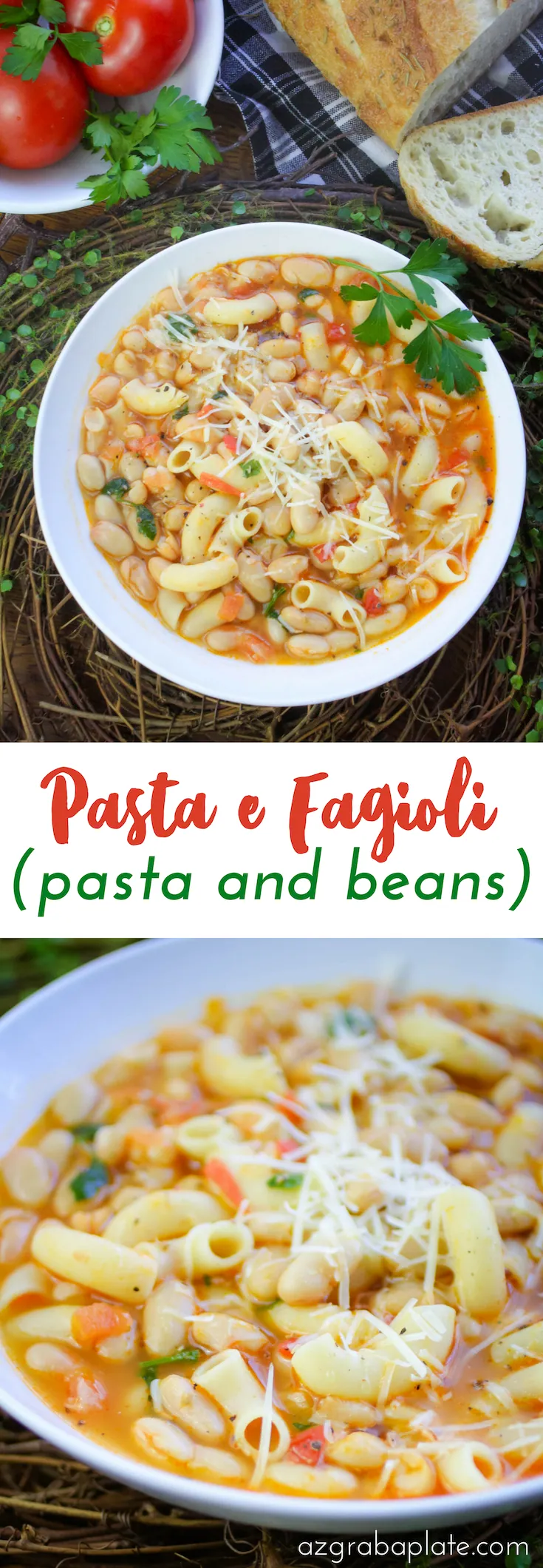 Pasta e Fagioli (Pasta and Beans) is an Italian dish that is easy to make, economical, and so delicious! Enjoy Pasta e Fagioli (Pasta and Beans) any night of the week!
