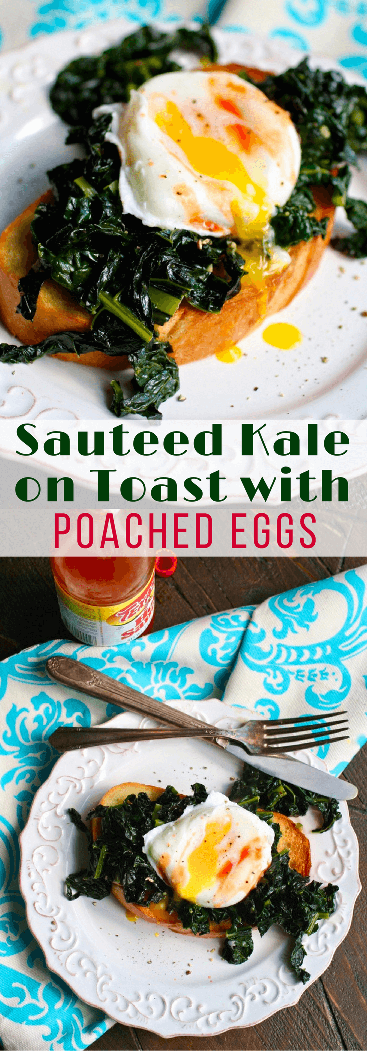 Sauteed Kale on Toast with Poached Eggs makes a scrumptious breakfast dish. You'll love how easy it is to make!