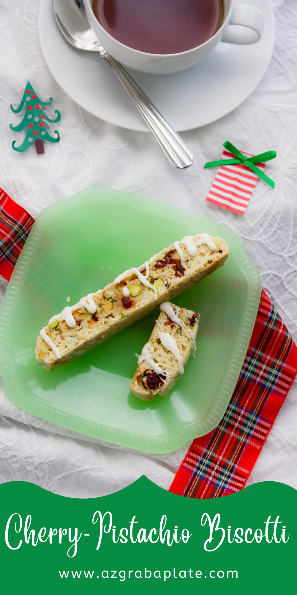 Cherry-Pistachio Biscotti cookies are a lovely treat for the Christmas season.