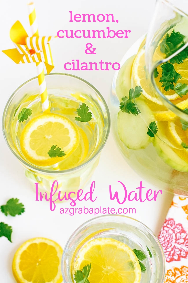 Lemon, Cucumber & Cilantro Infused Water makes a super-refreshing beverage for anytime of year. Lemon, Cucumber & Cilantro Infused Water is what you want to stay hydrated!