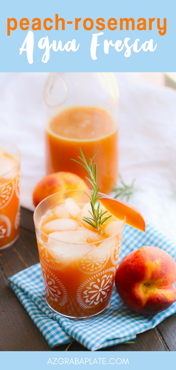 Peach-Rosemary Agua Fresca is a refreshing drink on a hot day. Peach-Rosemary Agua Fresca is a tasty (and colorful) drink for a hot day.