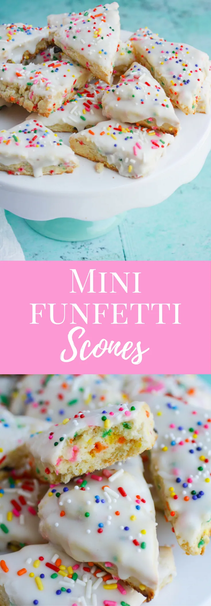 Mini Funfetti Scones are super fun for any occasion! This dessert is also perfect for a breakfast treat!