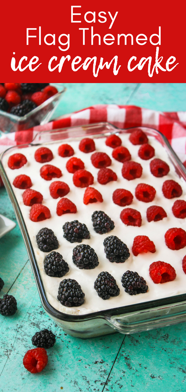 Easy Flag Themed Ice Cream Cake is a fun and festive dessert! Easy Flag Themed Ice Cream Cake will be a hit at your next summer party!