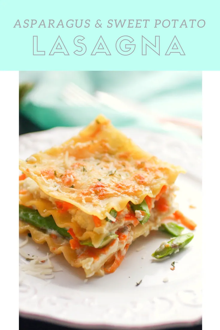 Asparagus and Sweet Potato Lasagna is a wonderfully creamy lasagna you'll love! Asparagus and Sweet Potato Lasagna is colorful and flavorful and perfect for a spring meal.