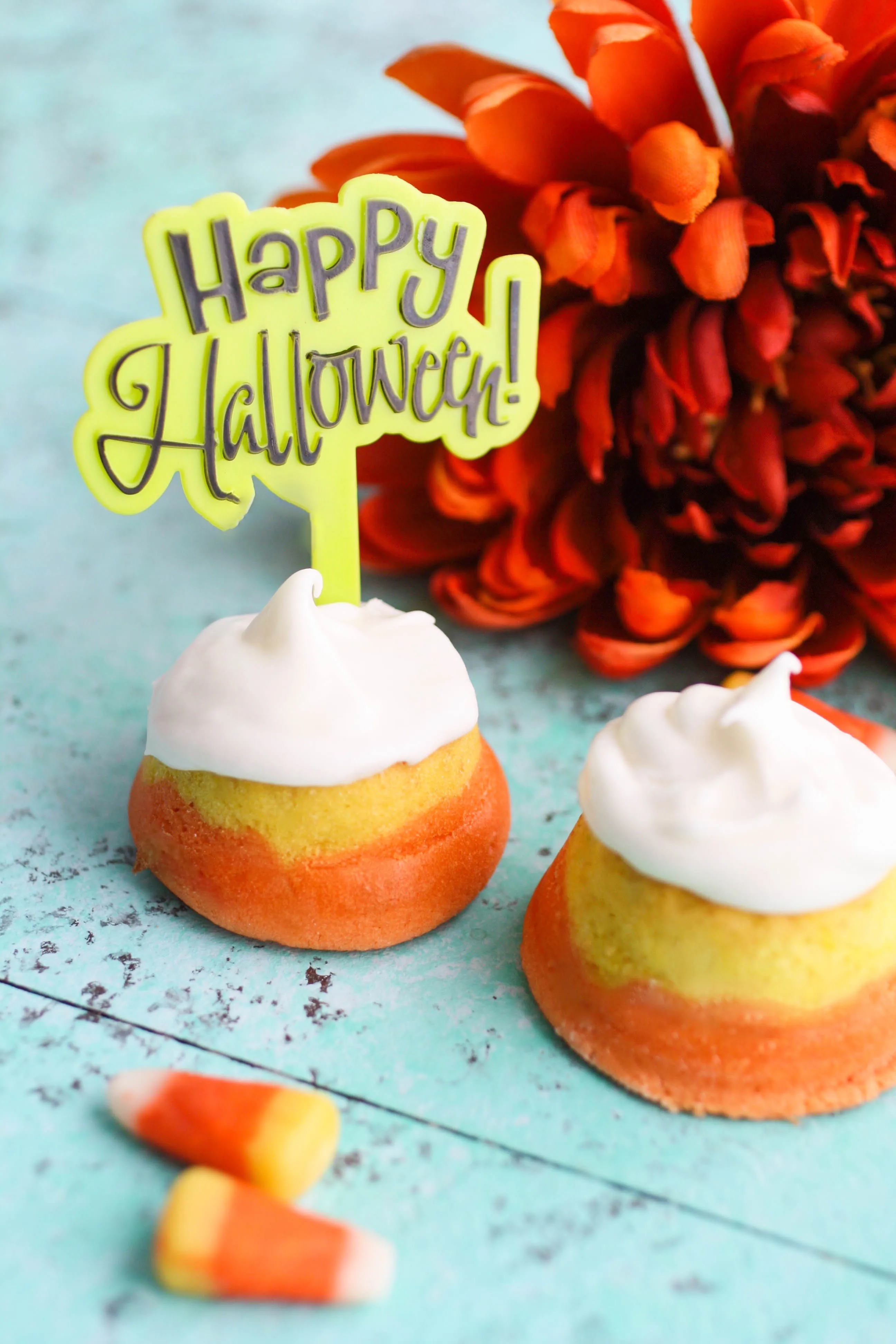 Mini “Candy Corn” Cupcakes with Buttercream Frosting are fun cupcakes for Halloween. You'll love these tasty, tiny cupcakes!